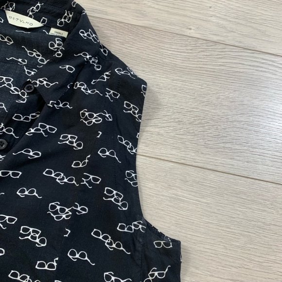 Anthropologie 11.1 Thylo Percy Black & White Glasses Print Tunic Top - Picture 4 of 10